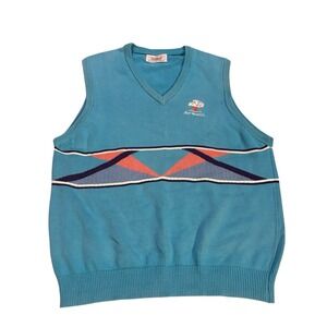 Titleist Sweater Vest V Neck Teal Orange Mens Large Vintage Grandpacore‎